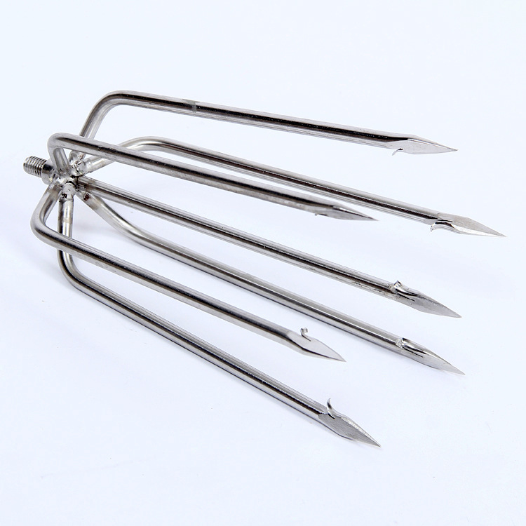 厂家直销不锈钢齿插捉鱼器鱼叉地插尺寸全可安抄网杆垂钓用品