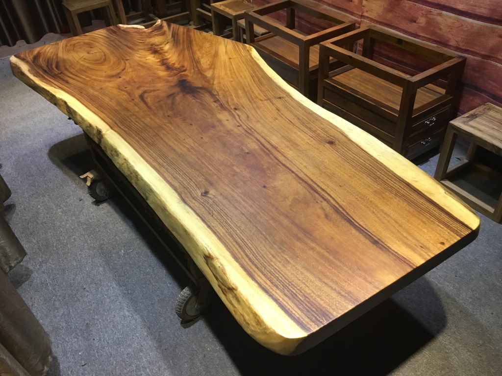 琥珀木原木实木大板茶台办公会议桌大班台餐桌2759