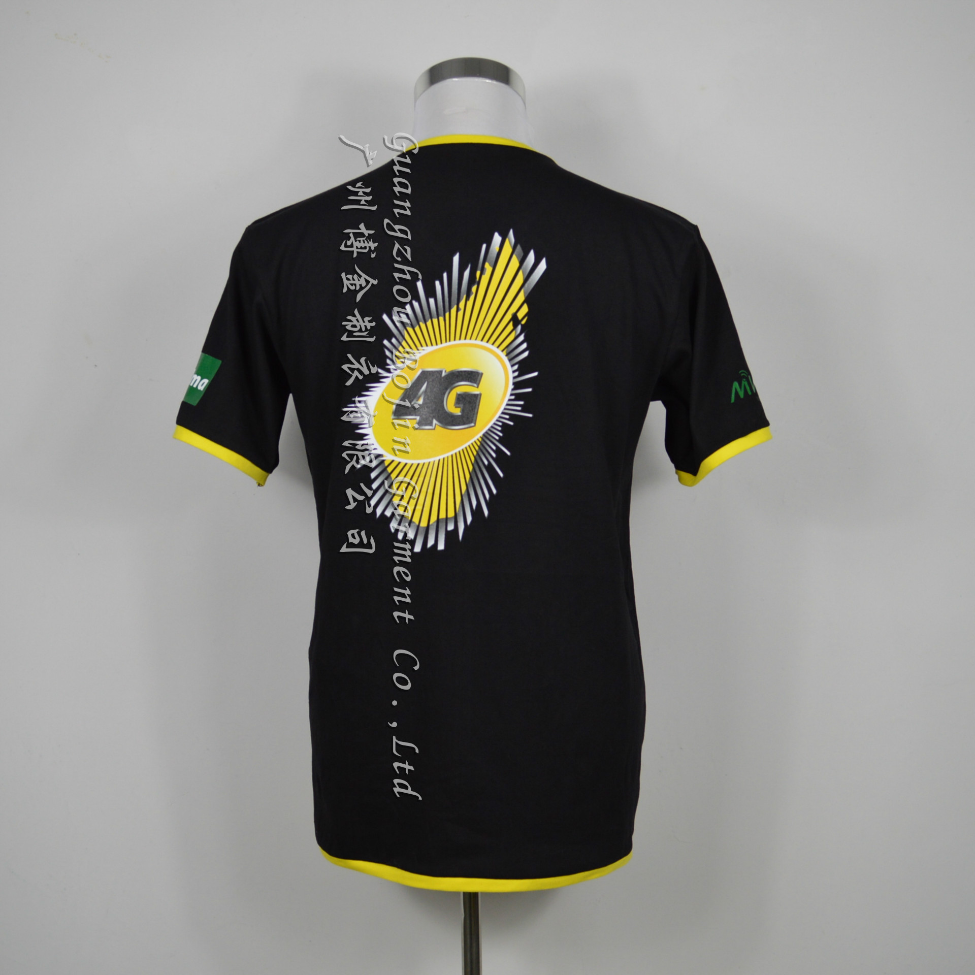 低价批发男士大码烫画活动t恤黑色v领纯棉撞色广告t恤热转印logo