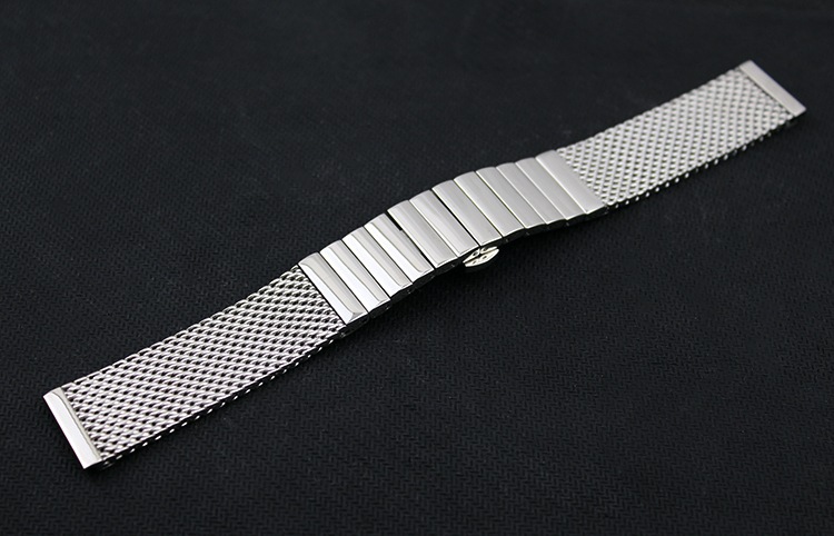 鸿空钢带钢表链男手表带黑色手表配件万金属手表带20mm不锈钢女