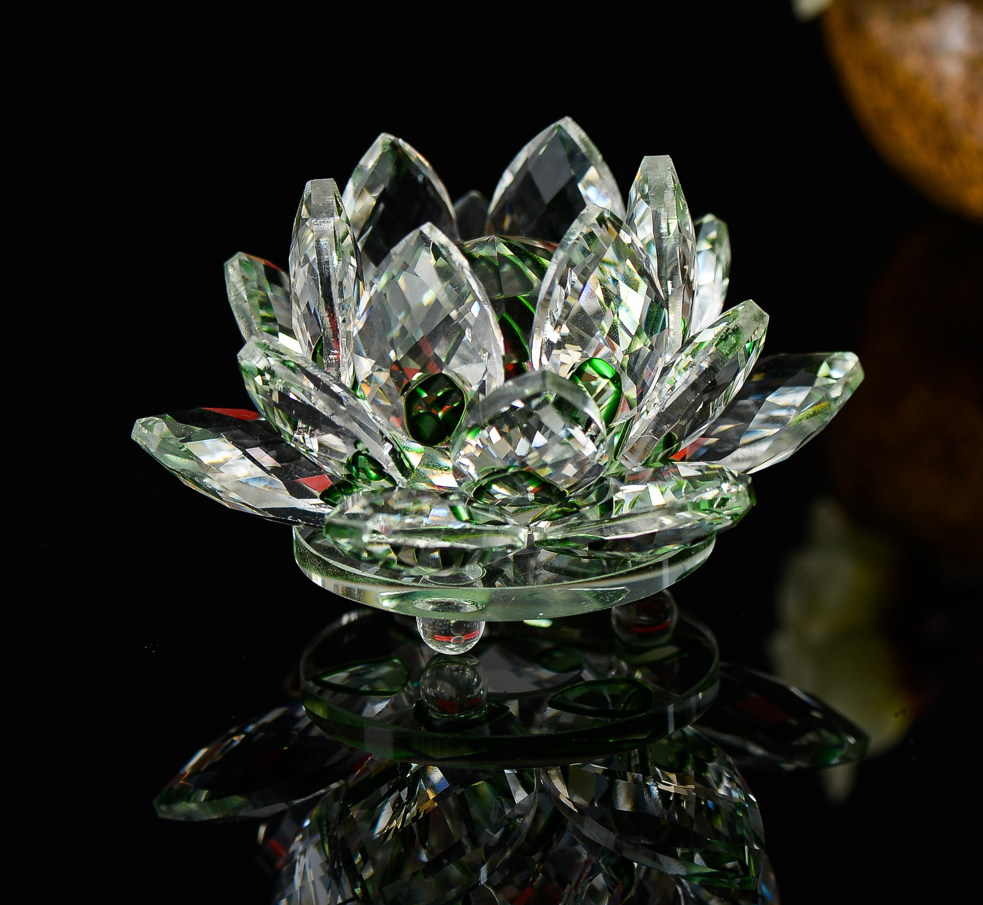 厂家直销水晶莲花摆件佛教用品工艺礼品家居装饰用品欧式摆件