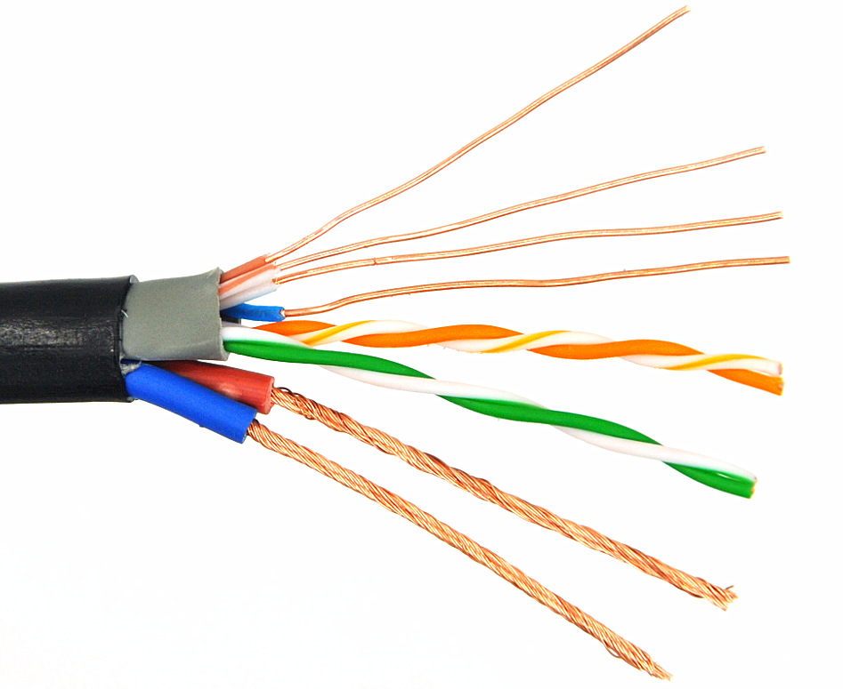 4芯网线加两芯纯无氧铜监控电源综合一体线