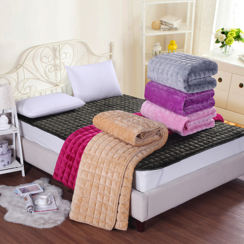 法兰绒褥子垫被 秋冬保暖珊瑚绒床褥子防滑加厚剪花法莱绒床褥垫