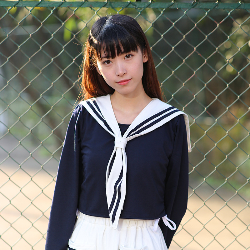 日韩学院 班服水手服jk制服海军风无袖连衣裙学院风 毕业拍照