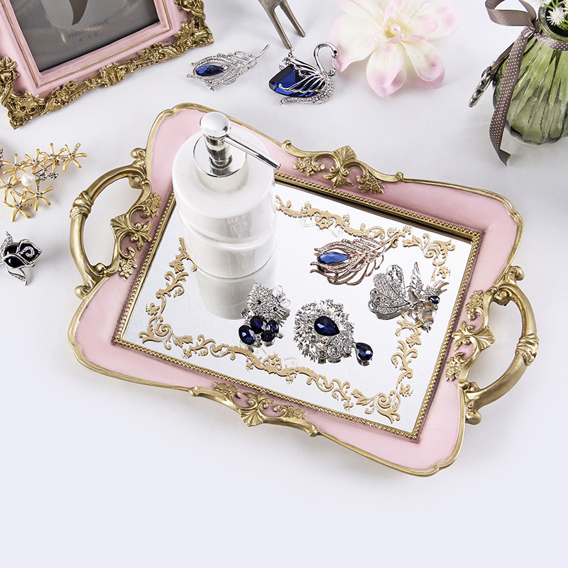 amazon hot sale european mirror printing tray entry luxury home decoration manufacturer craft gift decoration