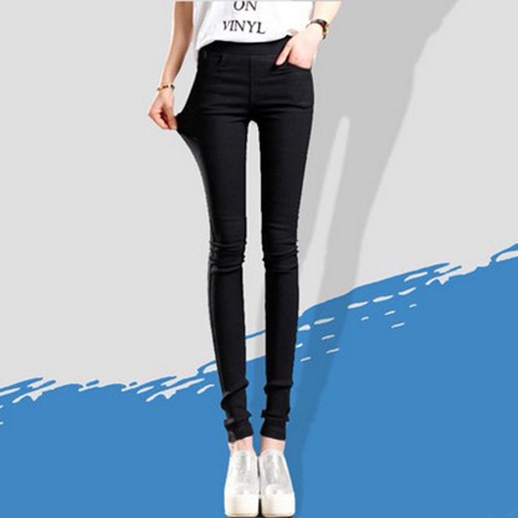 2023 Spring and Summer Thin Korean Style Slimming Skinny Pants Stretch Black Women's Pencil Pants Front and Rear Pocket Outer Leggings