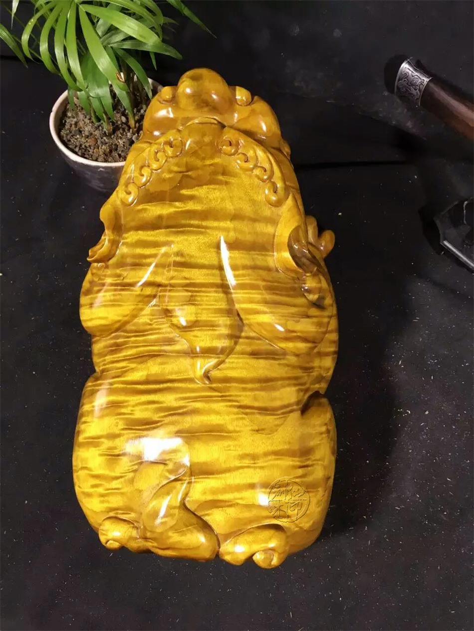 金丝楠小叶桢楠木根雕貔貅金丝楠貔貅满水波纹木雕雕件工艺品摆件