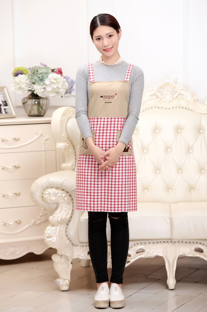 仙妮诗定制logo家务围裙 防污厨房围裙批发绣花 时尚家居成人围裙