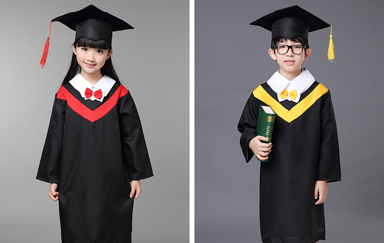 新款儿童幼儿园博士服帽中小学生毕业照学士礼服装儿童演出表
