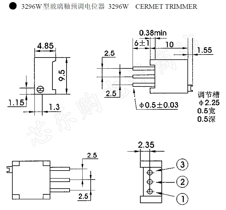 3296w-102 1k欧 顶调 精密可调电阻 3296w电位器 [全新正品]