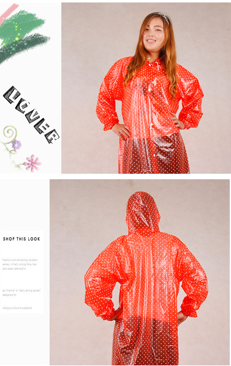 长款连体雨衣时尚透明水晶摩托车圆点雨衣 透明