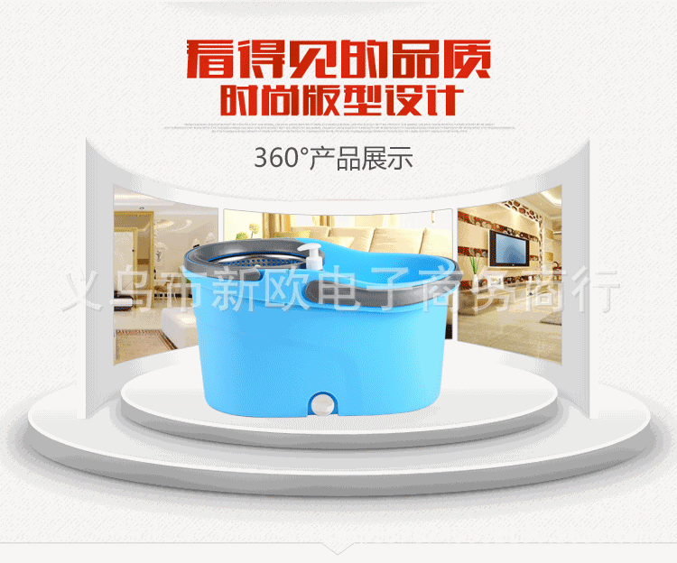 专业供应 旋转不锈钢胶棉拖把 360度旋转拖把 双驱动旋转海绵拖把