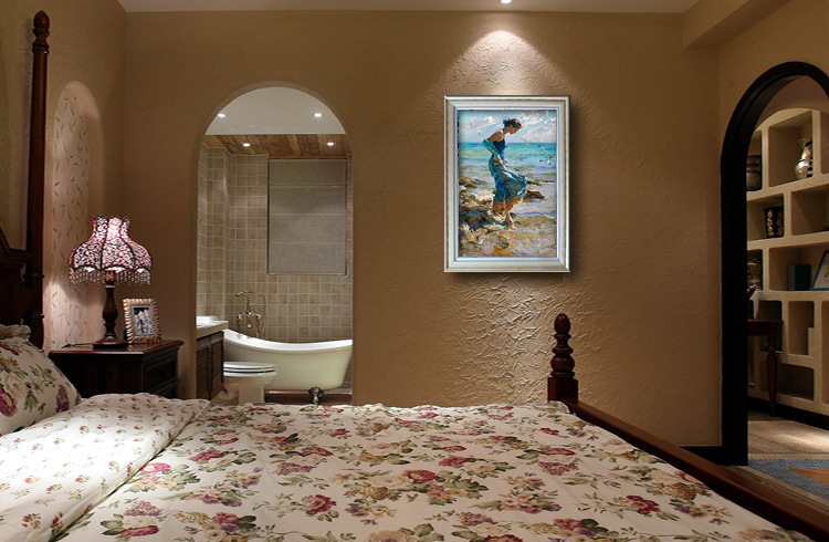 海边的风 皮诺 手绘油画 客厅卧室玄关别墅装饰画欧式古典人物