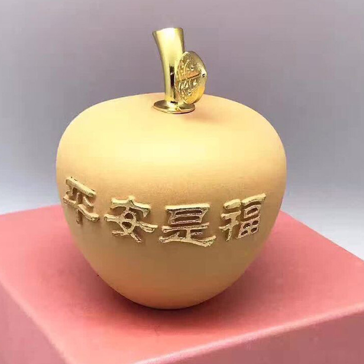 圣诞节平安夜苹果圣诞礼品金苹果 绒沙金苹果 摆件礼盒礼物金苹果