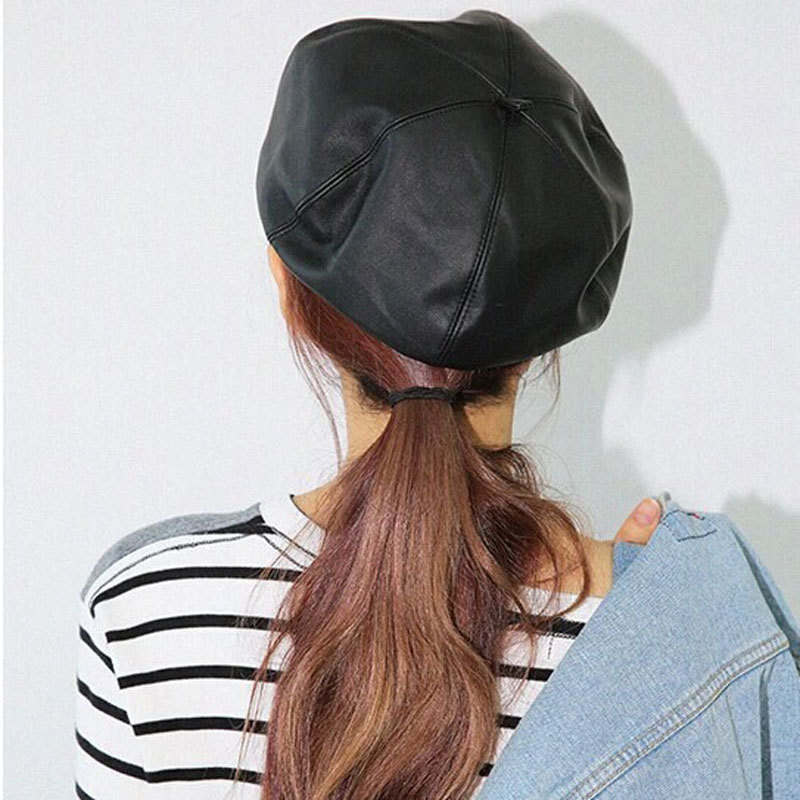 女士帽子韩国皮质报童画家帽贝雷帽南瓜八角帽子潮女冬季天