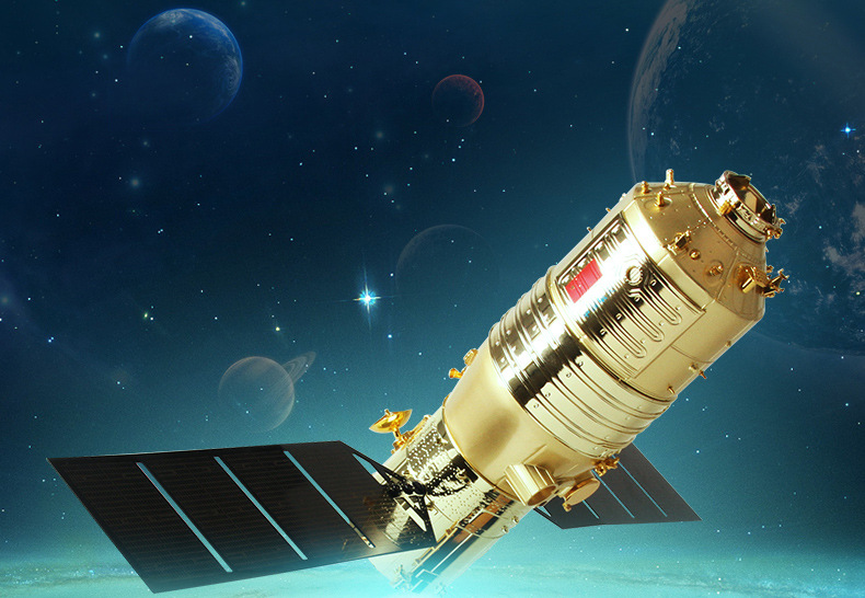 新款1:55天宫二号模型 仿真神舟十一飞船模型 金属航天模型摆件