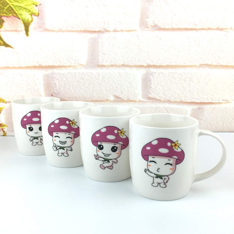 供应礼品陶瓷单杯卡通蘑菇马克杯办公喝水杯学生情侣对杯可定制
