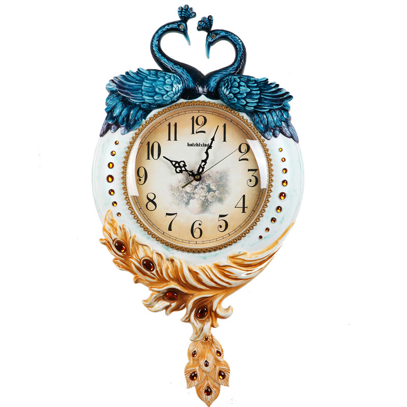 海之星欧式时尚挂钟客厅静音创意挂表高档豪华装饰个性石英钟钟表