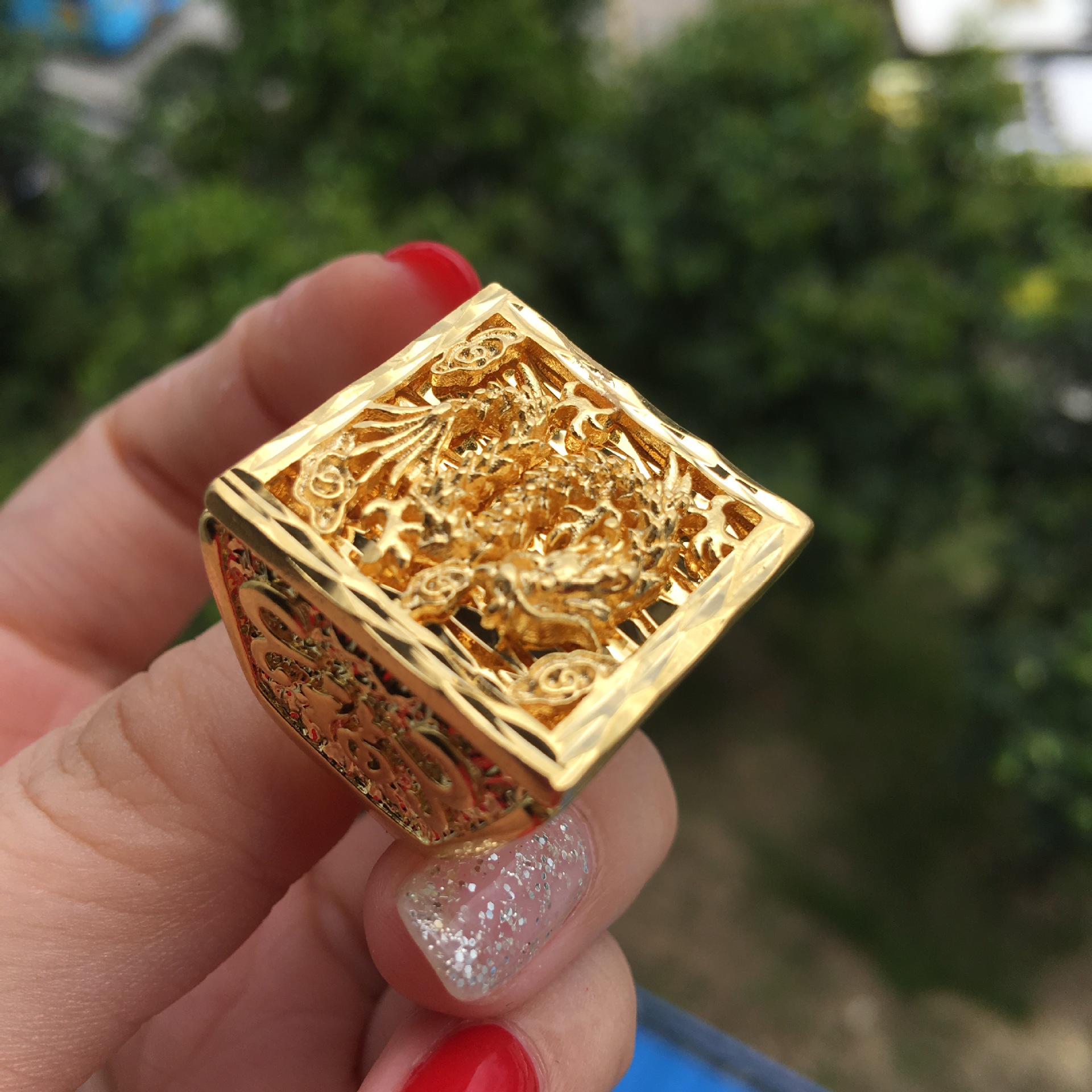 爆款纯黄铜镀24k真金大龙戒金版1比1开口龙戒指不掉色现货