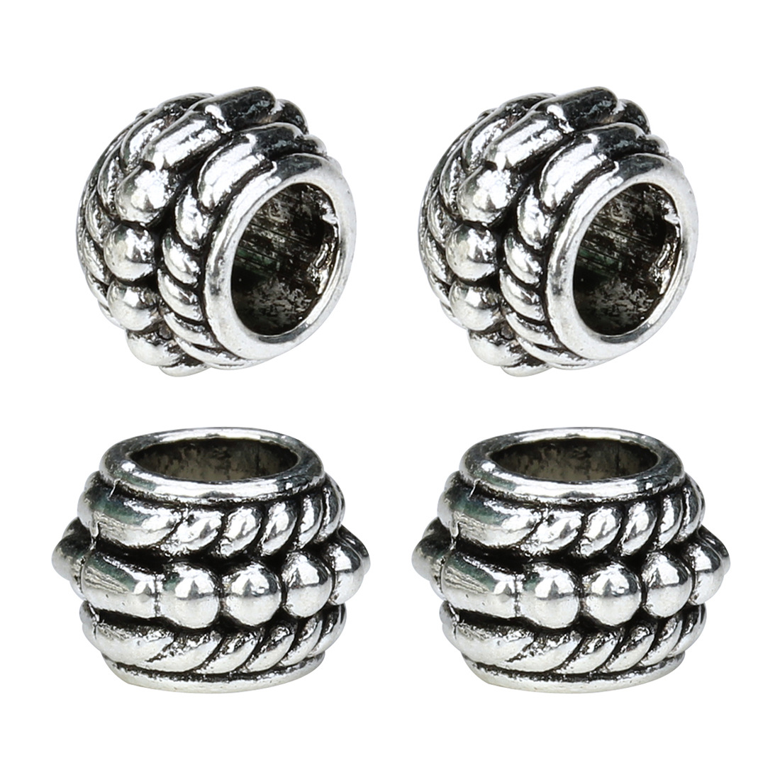 30个/包 diy饰品隔珠 复古合金大孔珠子 手链项链配珠孔4mm f5256