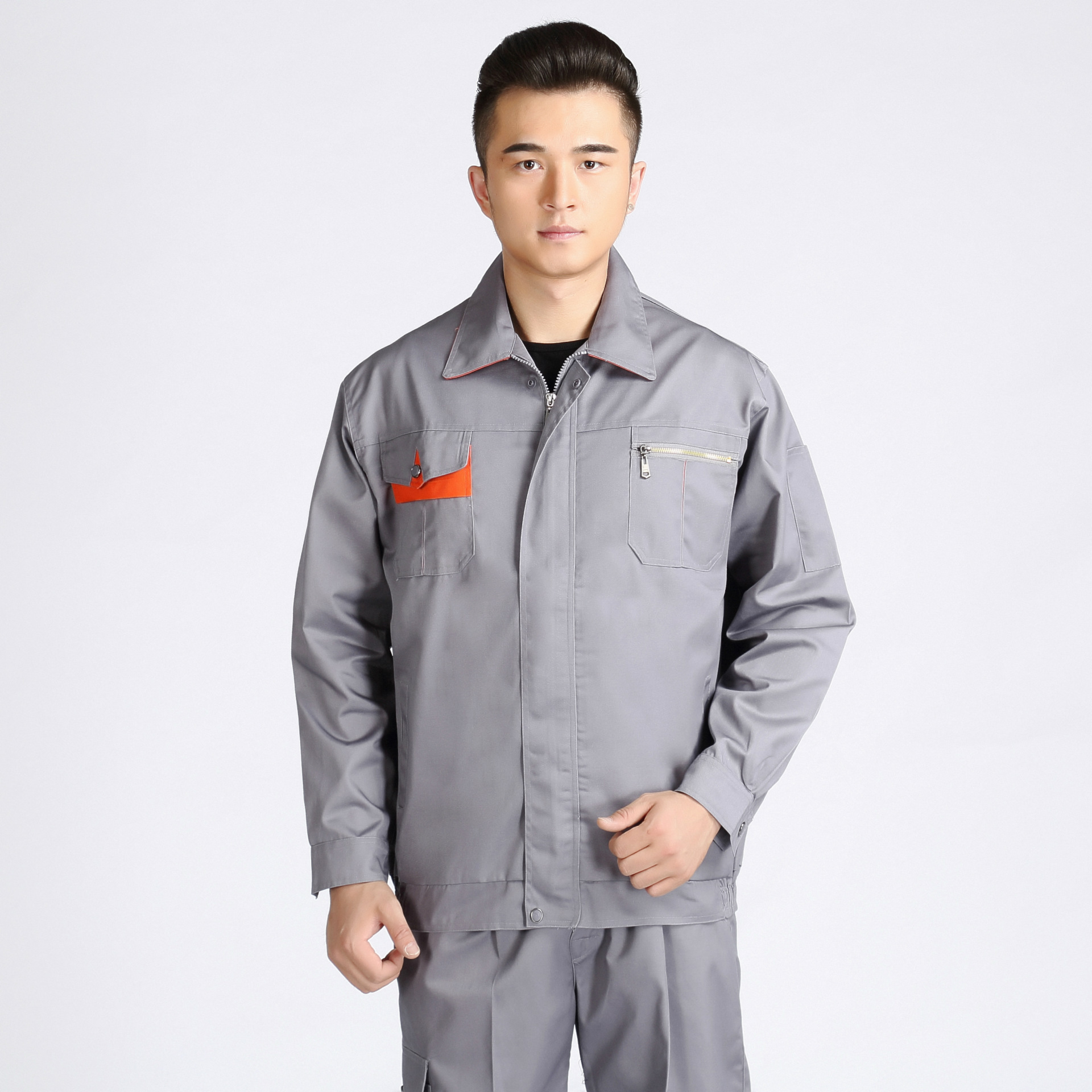 厂家长袖劳保工作服定做工装套装汽修电焊厂服工程服加工绣字印字