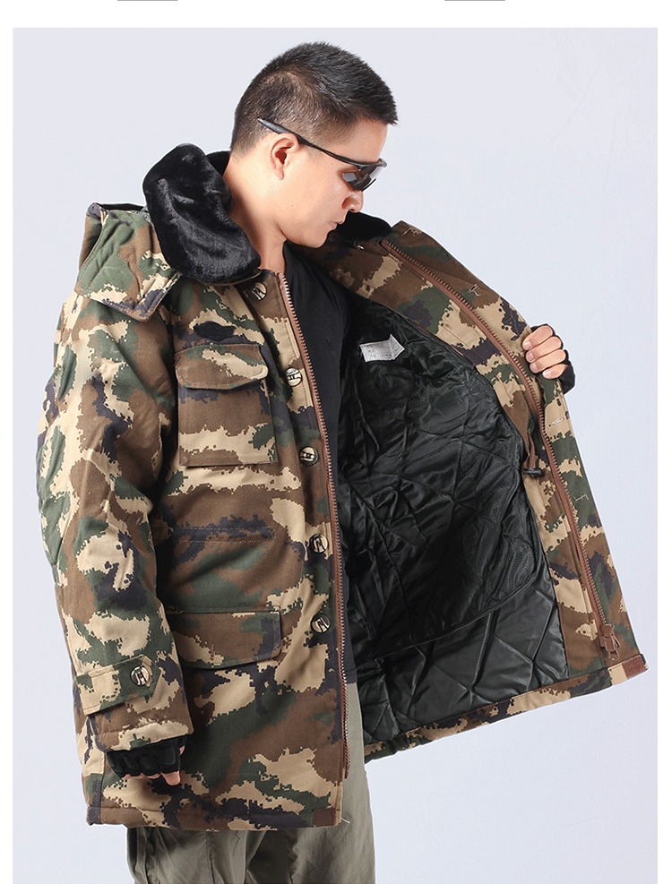 正品户外荒漠迷彩大衣 保暖防寒作训大衣