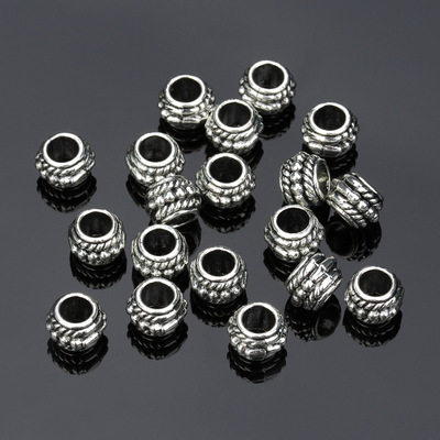 30个/包 diy饰品隔珠 复古合金大孔珠子 手链项链配珠孔4mm f5256