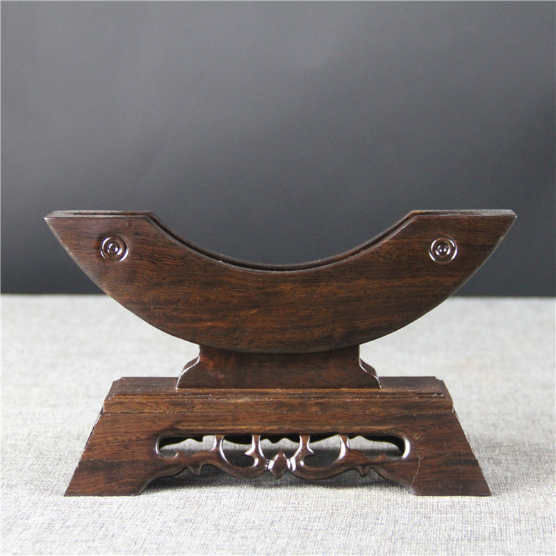 红木平安扣摆件底座 玉石平安扣木架 实木底座 黑梓木底座