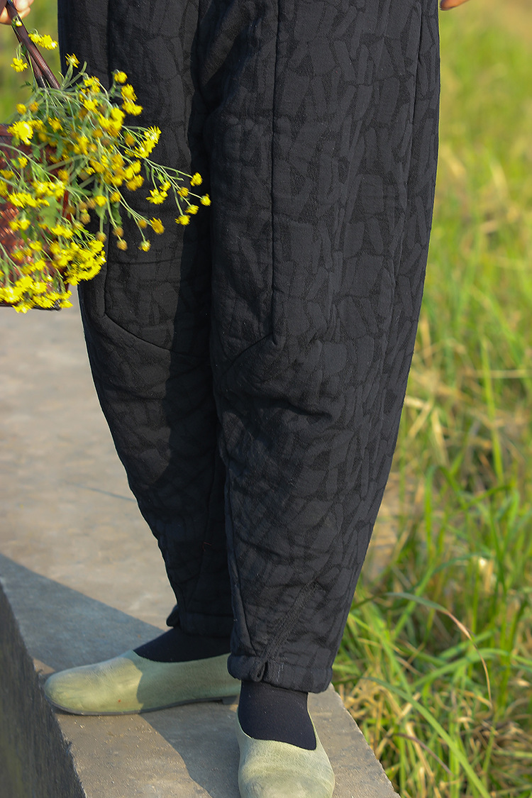 山自在 17秋冬潮人棉麻肌理哈伦落低裆休闲裤大垮型裤棉裤61011