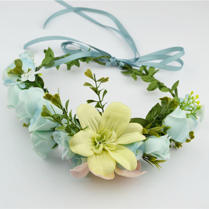 New Bohemian Large Flower Garland Hair-Hoop Headband Exquisite Lily Flower Headwear Beach Photograph Photo