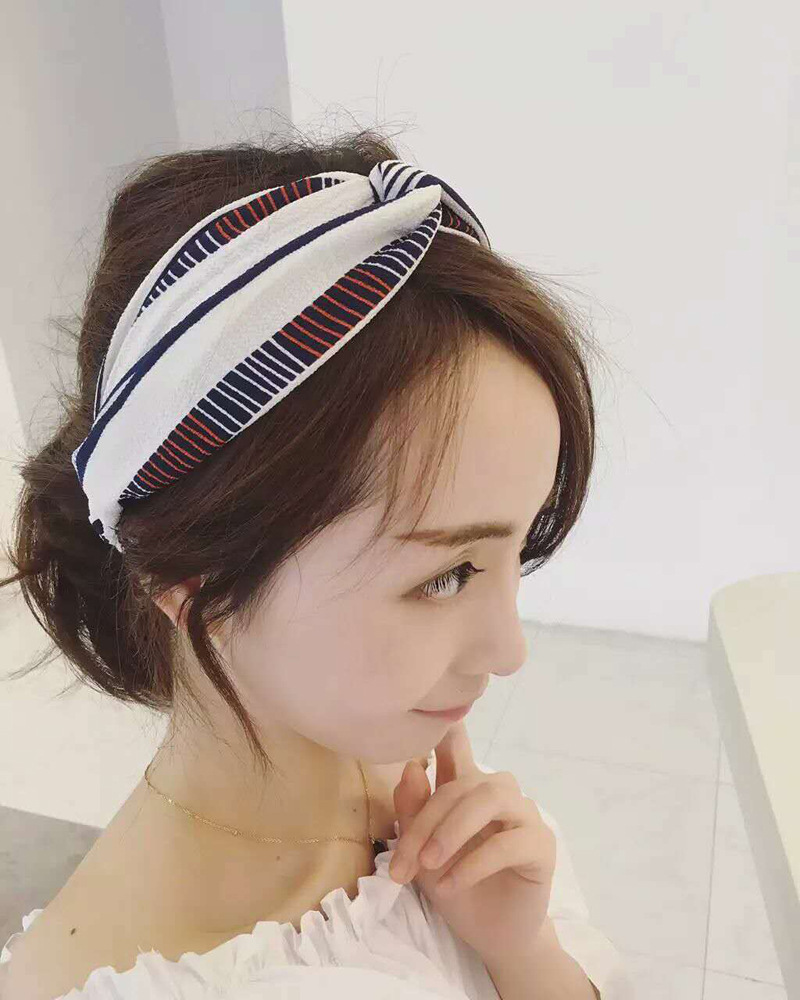 韩版头带印花松紧交叉发带 头巾百搭女生宽