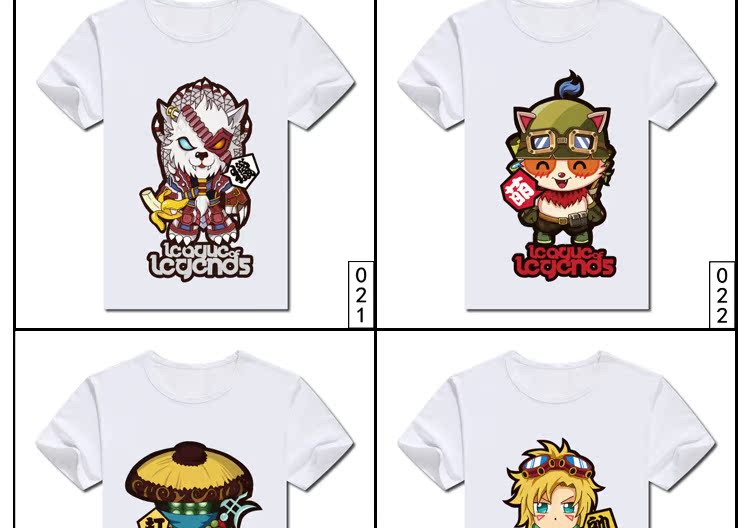 夏季q版英雄联盟lolt卡通印花短袖t恤学生男女莱卡纯棉t恤男装