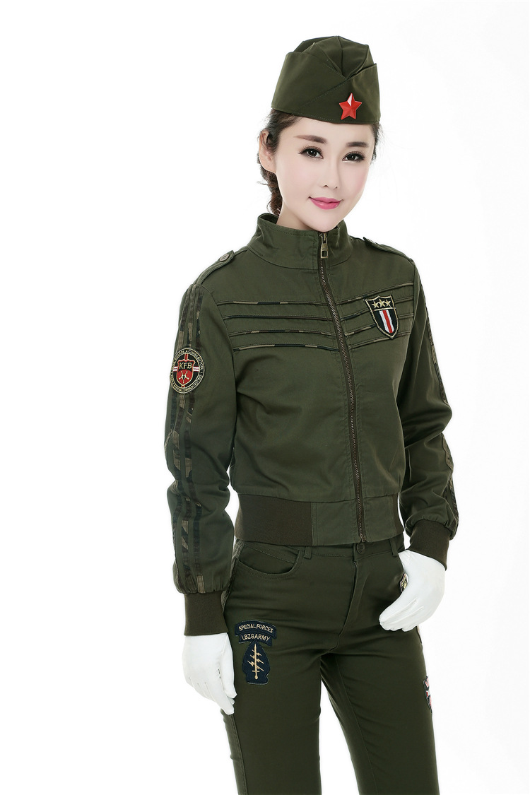 2016秋季迷彩服军装套装弹力迷彩水兵舞户外休闲装女旅游三件套装