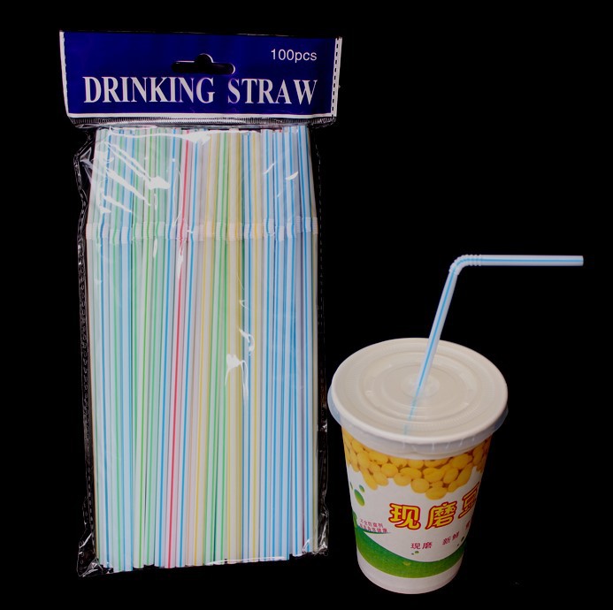 Color Stripes Cola Straw Soybean Milk Beverage Flexible Disposable Plastic Straw