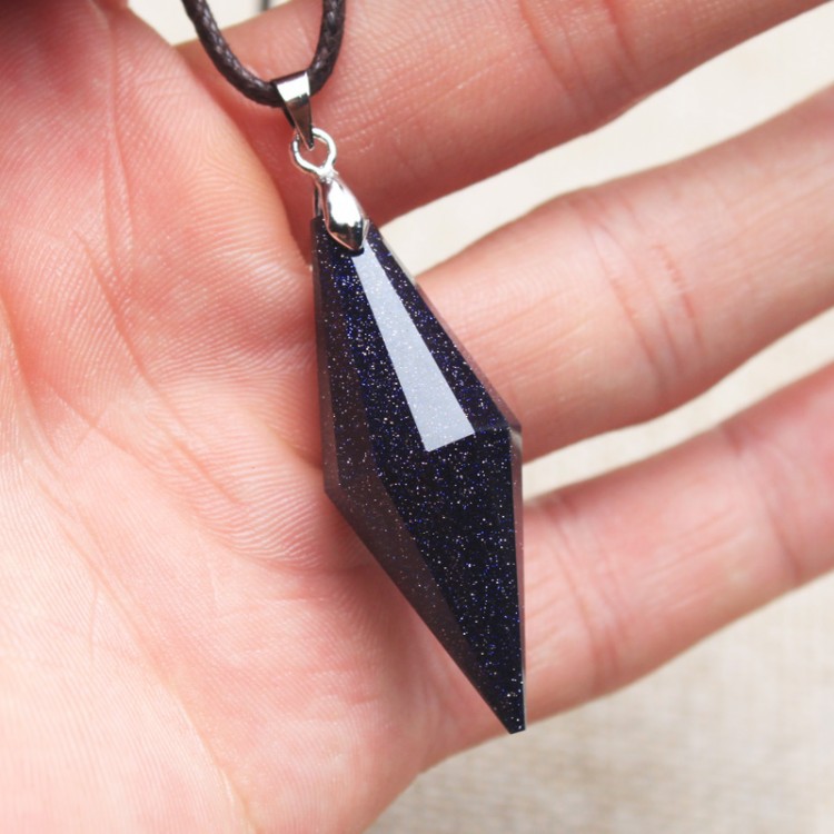 灵摆能量石 蓝砂石吊坠项链星空系列浩瀚毛衣链东海天然水晶饰品