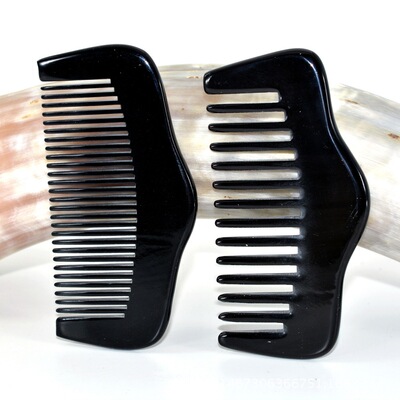 天然正品黑水牛角梳宽齿牛角梳山型梳包包梳便携口袋梳防静电