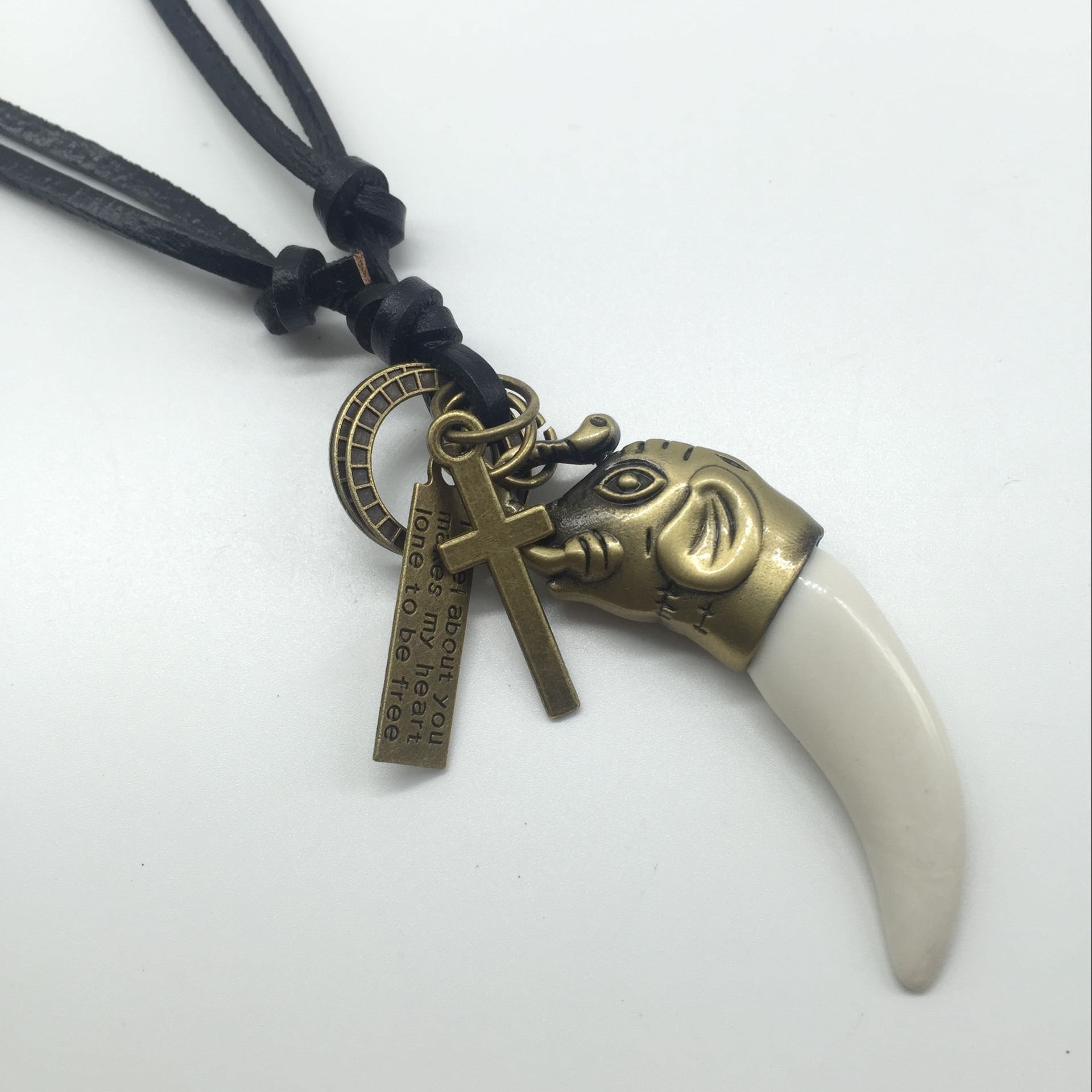 欧美外贸饰品 合金 象骨 复古牛皮项链 时尚新款项链 真皮项链