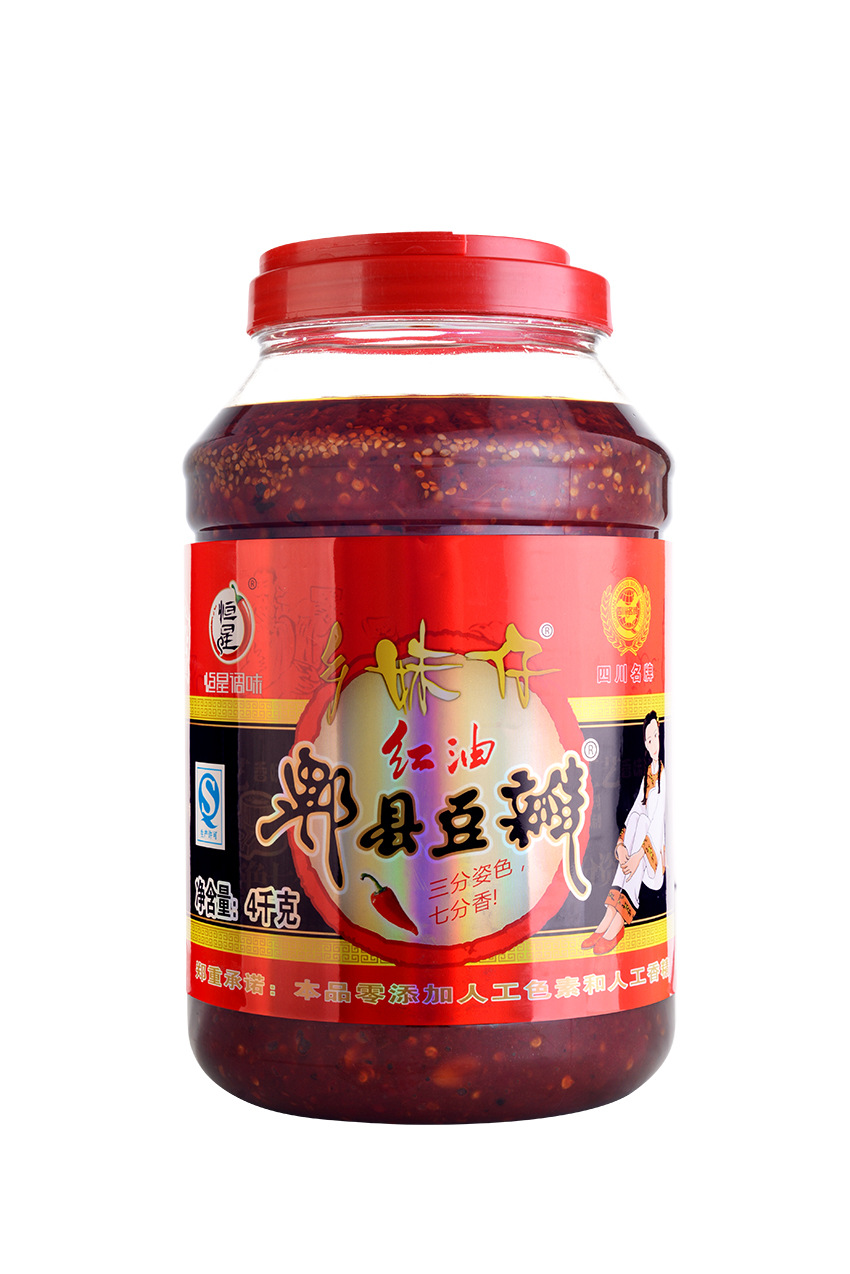 郫县红油豆瓣酱 恒星乡妹仔豆瓣4kg 川菜之魂 一件4瓶