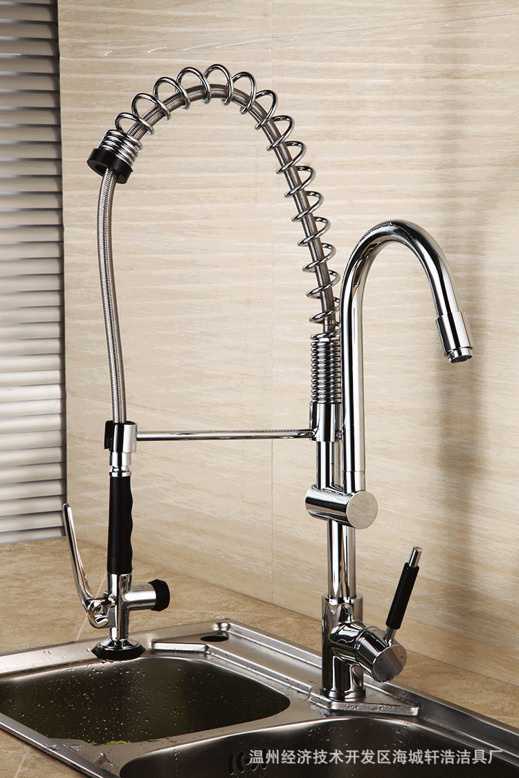 厂家直销/大双用弯管高压弹簧水龙头/冷热水高压厨房洗菜盆水龙头