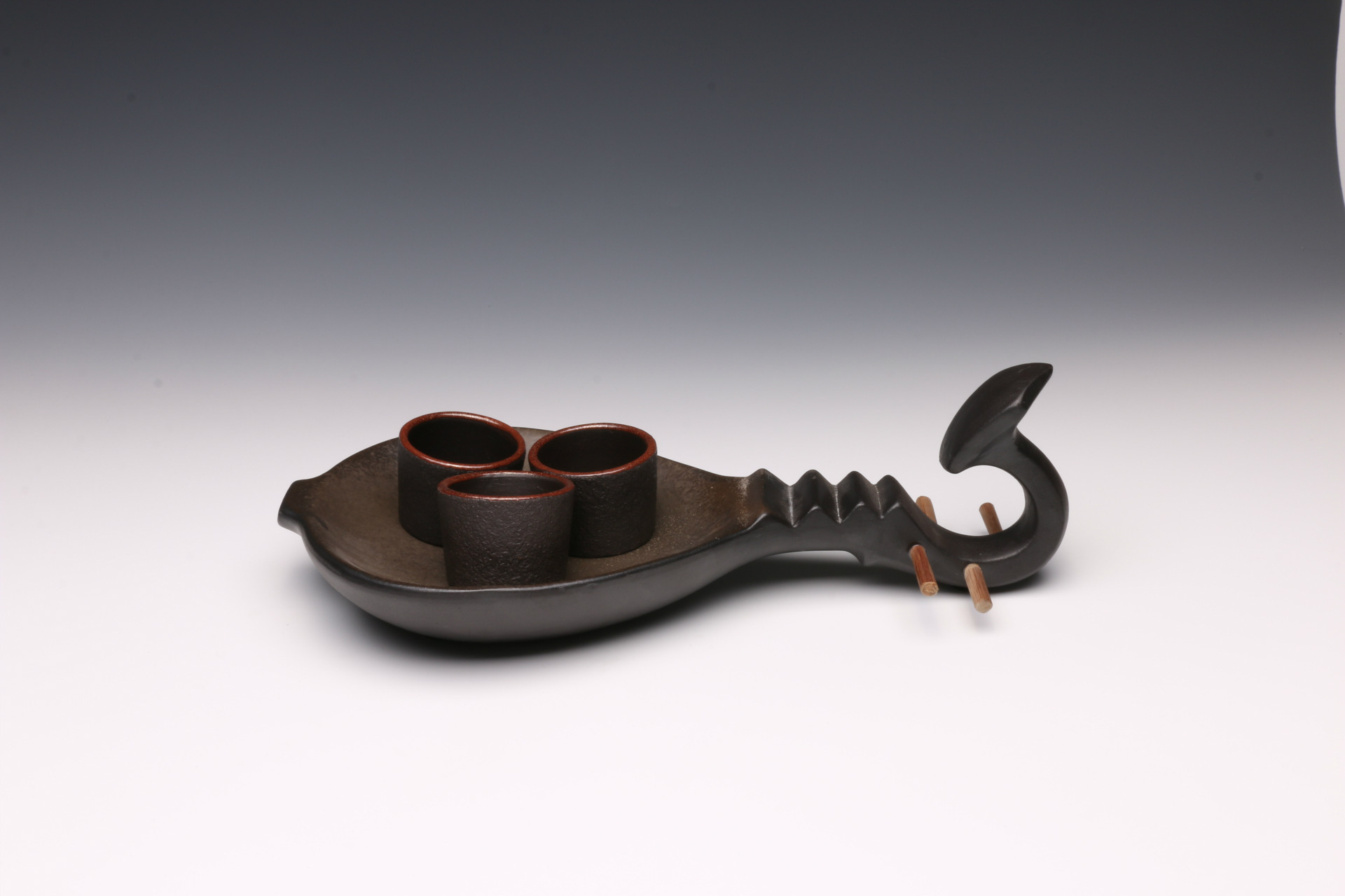 龙砂陶 粗陶仿琵琶茶盘茶海陶瓷干泡茶盘功夫茶具套装厂家直销