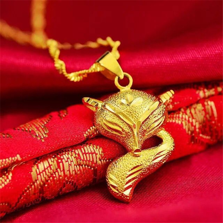 黄铜镀金狐狸吊坠 女士项链 女生款小巧配饰 精美仿金饰品