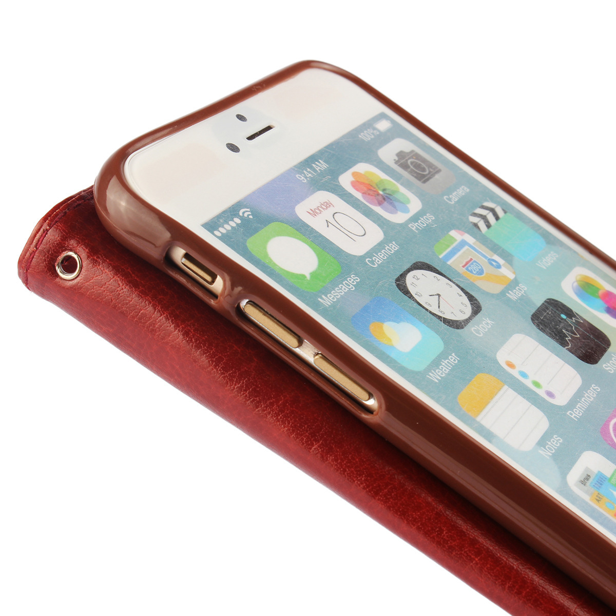 厂家批发iphone6翻盖tpu苹果7疯马纹8plus皮套钱包x相框5保护套爆