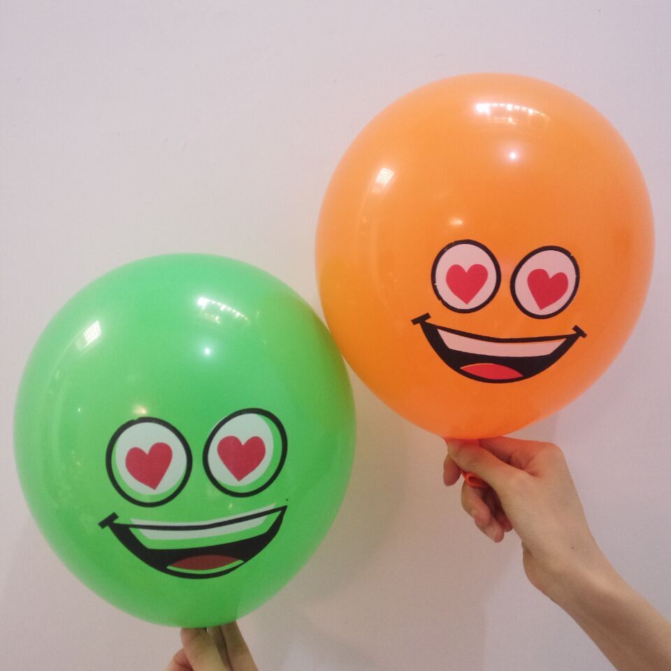 12寸乳胶气球卡通图案儿童玩具笑脸表情气球创意装饰婚庆气球批发