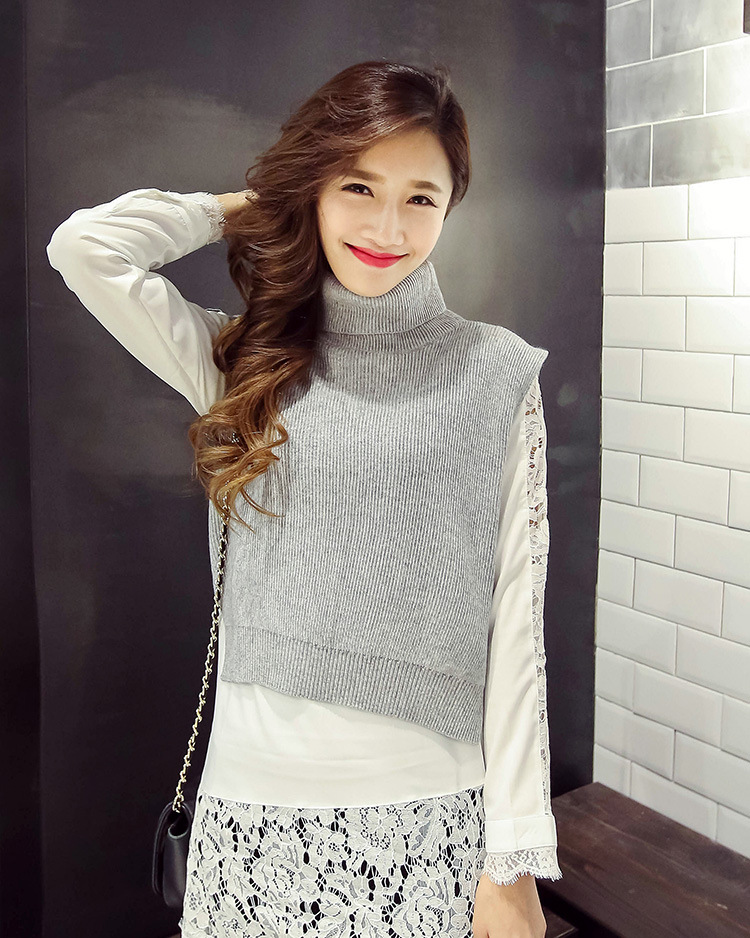女士高领针织坎肩宽松背心短款马甲无袖羊毛_女式马甲背心_列表网