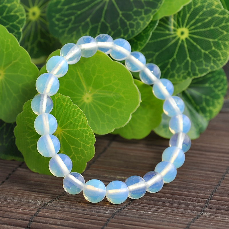 新款冰种蛋白石手链月光石颗颗通透diy手串开运手饰品男女