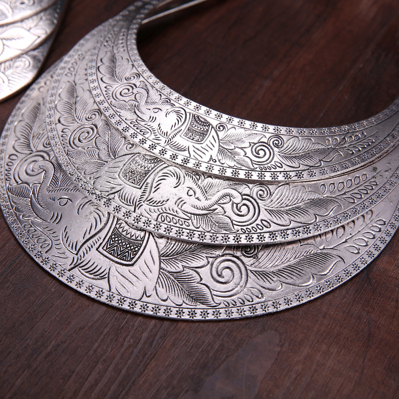 兰蝶云南民族风 复古苗银项圈苗族夸张项链挂件配饰品厂家批发