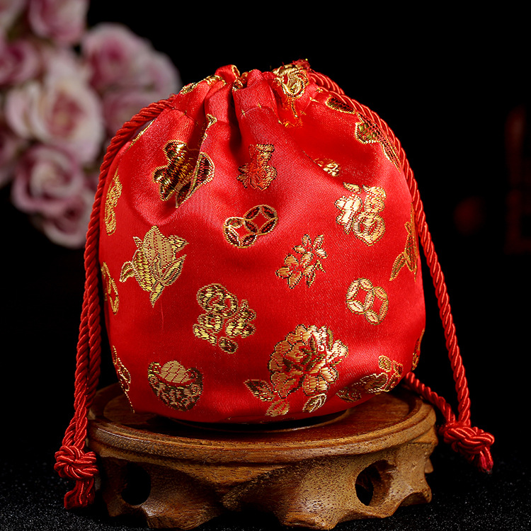 锦缎布福袋手工福字刺绣首饰礼品包装袋婚庆用品利是封红包批发