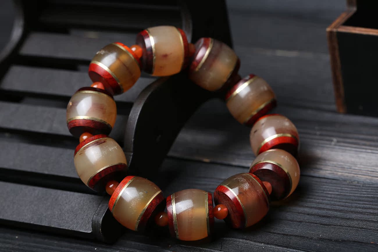 原创 天然羚羊角手串 精雕羚羊角手链饰品 男女款健身手串 增能量