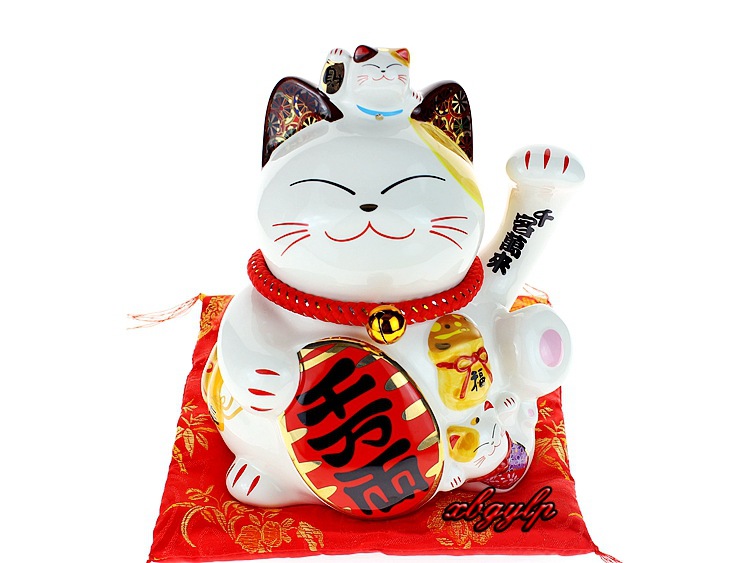 **大恒工坊福缘猫8寸千万两陶瓷招财猫摆件储蓄罐存钱罐礼品