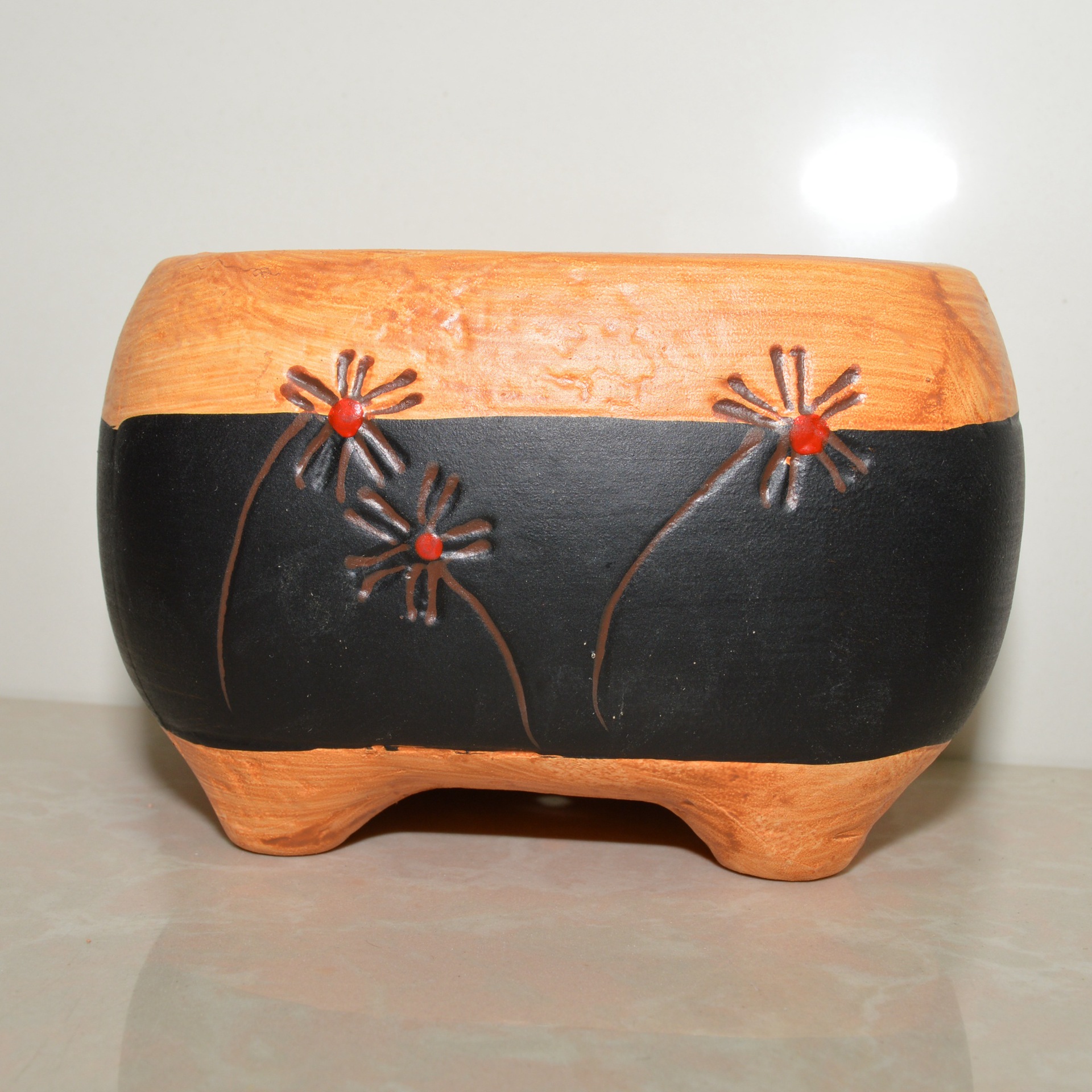 新款 韩式手绘纹理花盆 陶瓷园艺多肉花盆 创意植物多肉花盆.